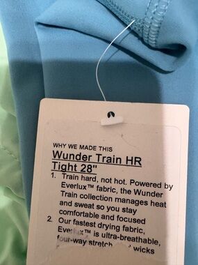 lululemon athletica Wunder Train HR Tight 28" in Light Blue and Mint